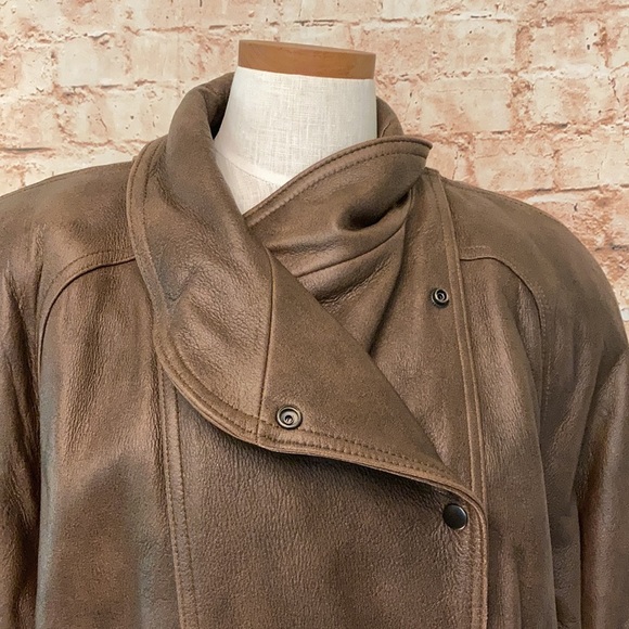 Lovely vintage Jacqueline Ferrar Brown leather jacket/coat - Picture 3 of 14